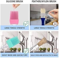 Pastry Brush | Multi-Purpose Silicone Durable Easy Use | Oil Cooking Brush for Grilling, Tandoor, Cooking, Baking, BBQ | Cooking Tools | Multicolor - Set of 2 - 17.5L x 3.3W Centimeters