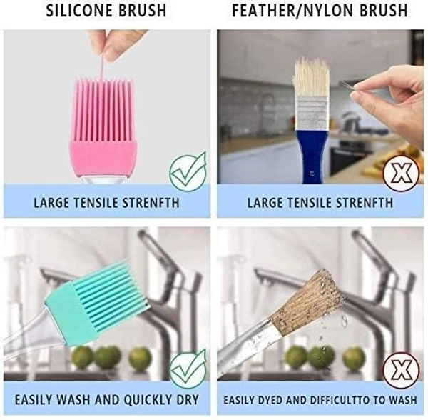 Pastry Brush | Multi-Purpose Silicone Durable Easy Use | Oil Cooking Brush for Grilling, Tandoor, Cooking, Baking, BBQ | Cooking Tools | Multicolor - Set of 2 - 17.5L x 3.3W Centimeters