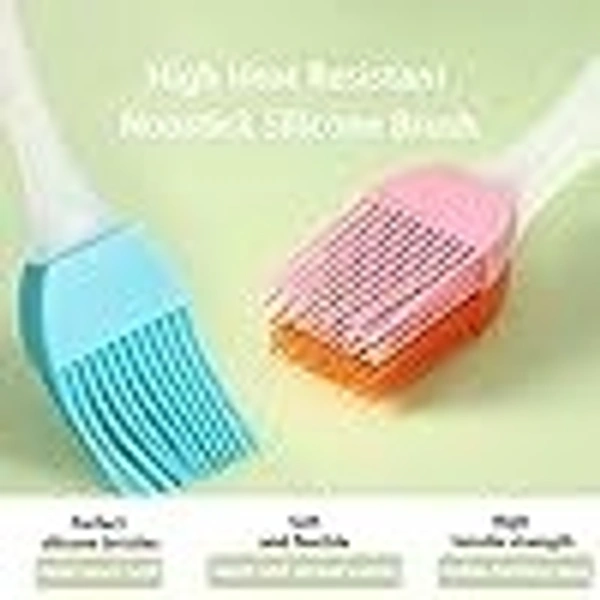 Pastry Brush | Multi-Purpose Silicone Durable Easy Use | Oil Cooking Brush for Grilling, Tandoor, Cooking, Baking, BBQ | Cooking Tools | Multicolor - Set of 2 - 17.5L x 3.3W Centimeters