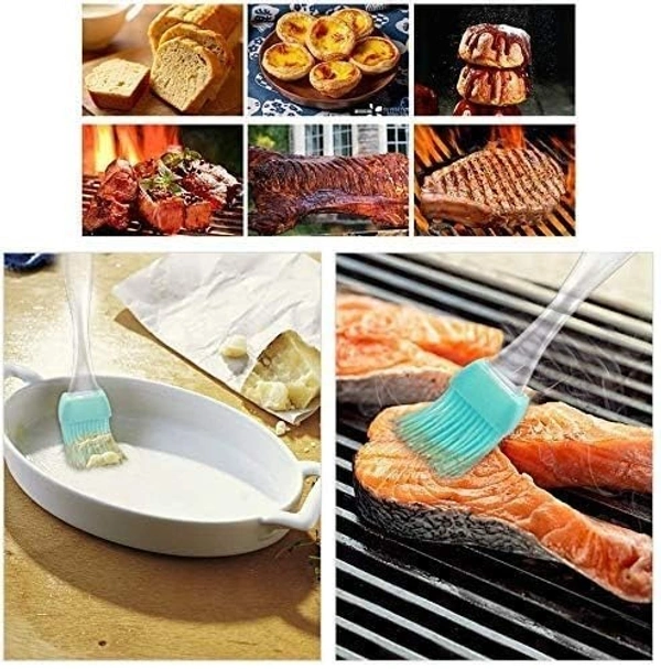 Pastry Brush | Multi-Purpose Silicone Durable Easy Use | Oil Cooking Brush for Grilling, Tandoor, Cooking, Baking, BBQ | Cooking Tools | Multicolor - Set of 2 - 17.5L x 3.3W Centimeters