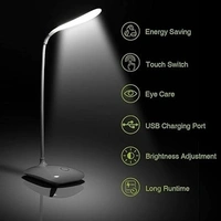 Study Lamp Rechargeable Led Touch On Off Switch Student Study Reading Dimmer Led Table Lamps White Desk Light Lamp(Plastic, Pack of 1) - Dimensions	40D x 40W x 20H Millimeters, White