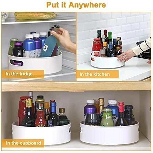  Multi-Purpose Kitchen Storage Revolving Tray Cosmetic Organizer Rotating Tray Lazy Susan for Kitchen Cabinet Spice Rack