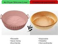 Air Fryer Liners I Round Silicone Basket Baking Tray I Pot with Ear Handles I Nonstick Reusable Heat Resistant I Air Fryer Basket - Multicolor (6.5 inch, Pack of 2) - 6.5 inch