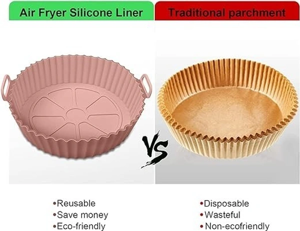 Air Fryer Liners I Round Silicone Basket Baking Tray I Pot with Ear Handles I Nonstick Reusable Heat Resistant I Air Fryer Basket - Multicolor (6.5 inch, Pack of 2) - 6.5 inch