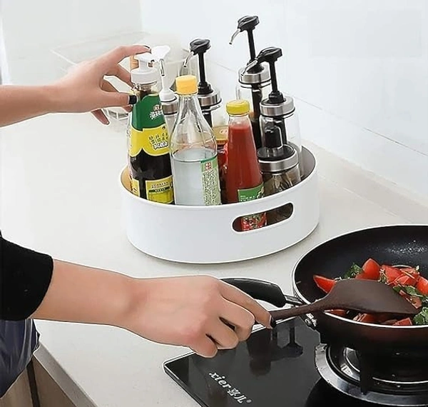  Multi-Purpose Kitchen Storage Revolving Tray Cosmetic Organizer Rotating Tray Lazy Susan for Kitchen Cabinet Spice Rack