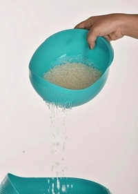  Food Strainer Colander, Fruit Basket, Pasta Strainer, Vegetable Strainer, Kitchen Sieve, Washing Bowl, Unbreakable, (Color May Vary), Plastic, 10 x 10 x 10 - 10L x 10W x 10H Millimeters, Pacific Blue