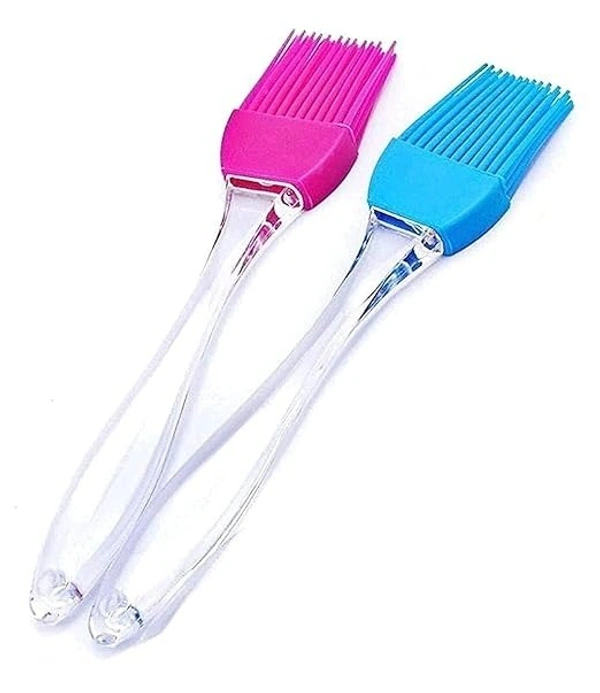 Pastry Brush | Multi-Purpose Silicone Durable Easy Use | Oil Cooking Brush for Grilling, Tandoor, Cooking, Baking, BBQ | Cooking Tools | Multicolor - Set of 2 - 17.5L x 3.3W Centimeters