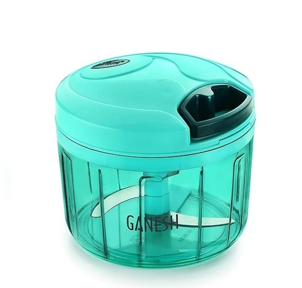 Multipurpose Plastic Vegetable Chopper Cutter 3 Blades for Effortlessly Chopping Vegetables and Fruits for Your Kitchen, Pool Green (725 ml) - 12.7L x 12.7W x 12.5H, Cyan Aqua
