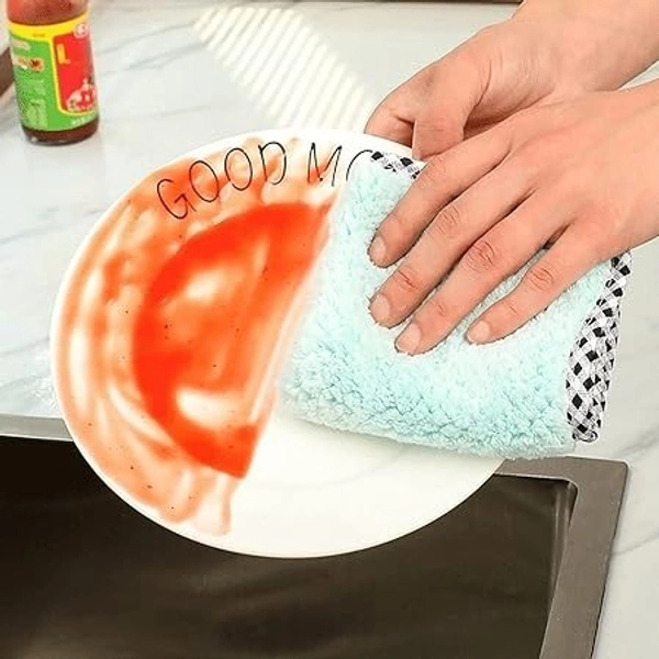 Microfiber Cleaning Cloths, 5 Pcs 25 x 25 cms Multi-Colour | Highly Absorbent, Lint and Streak Free, Multi -Purpose Wash Cloth for Kitchen, Car, Window, Stainless Steel, Silverware - 25L x 25W