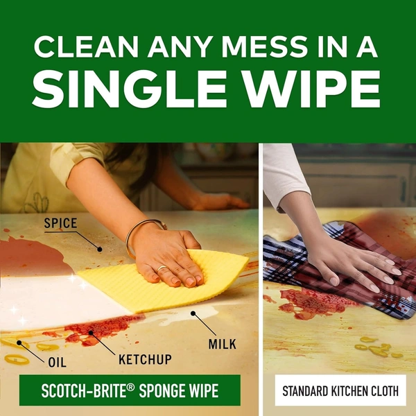 Sponge Wipe Resusable Kitchen Cleaning foam Cellulose wood Sponge- Easy to use, Multi- color & Biodegradable (pack of 5)