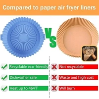 Air Fryer Liners I Round Silicone Basket Baking Tray I Pot with Ear Handles I Nonstick Reusable Heat Resistant I Air Fryer Basket - Multicolor (6.5 inch, Pack of 2) - 6.5 inch