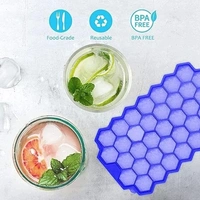 Flexible Silicone Honeycomb 37 Cavity Ice Cube Tray for Freezer Moulds Small Cubes Whiskey Fridge Bar Soft Ice Cube Tray -Pack of 1