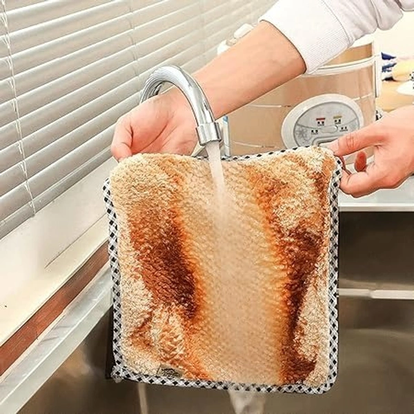 Microfiber Cleaning Cloths, 5 Pcs 25 x 25 cms Multi-Colour | Highly Absorbent, Lint and Streak Free, Multi -Purpose Wash Cloth for Kitchen, Car, Window, Stainless Steel, Silverware - 25L x 25W