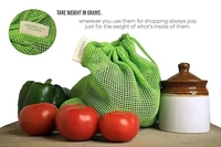100% cotton set of 6 fridge bag | Eco-friendly natural vegetables bags for fridge storage & mesh net vegetable bag fridge | Multi-purpose Eco-friendly cotton mesh bag (Neem Green) - 25.4W x 25.4H, Green