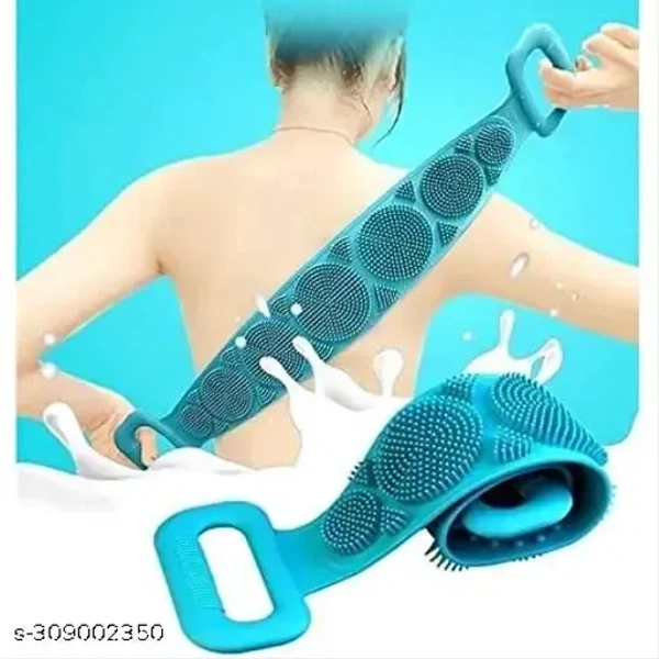 Silicone Back Scrubber Bath Belt Double-Sided Massage Body Wash Brush Shower Exfoliating Belt Removes Bath Towel, Cleaning Tools for Men and Women - 8 x 5 x 2, Cyan Aqua