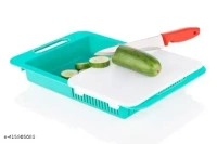 Chopping Board With Sliding Tray & Strainer | Vegetable Chopper for Kitchen