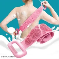 Silicone Back Scrubber Bath Belt Double-Sided Massage Body Wash Brush Shower Exfoliating Belt Removes Bath Towel, Cleaning Tools for Men and Women - 8 x 5 x 2, Cyan Aqua