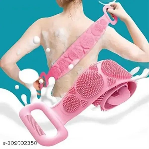 Silicone Back Scrubber Bath Belt Double-Sided Massage Body Wash Brush Shower Exfoliating Belt Removes Bath Towel, Cleaning Tools for Men and Women - 8 x 5 x 2, Cyan Aqua