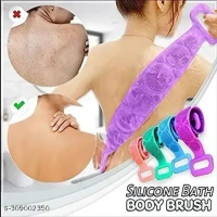 Silicone Back Scrubber Bath Belt Double-Sided Massage Body Wash Brush Shower Exfoliating Belt Removes Bath Towel, Cleaning Tools for Men and Women - 8 x 5 x 2, Cyan Aqua