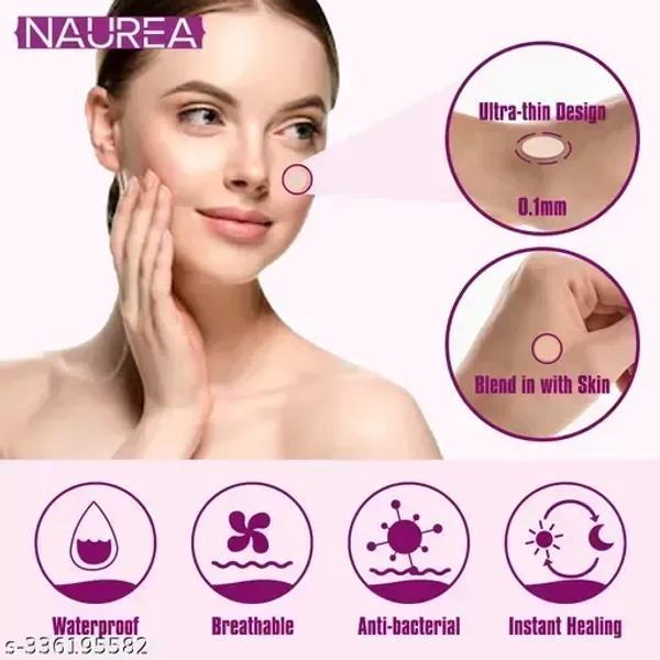 NAUREA Acne Pimple Patch - Invisible Facial Stickers cover with 100% Hydrocolloid, Pimple/Acne Absorbing patch (72 Dots)