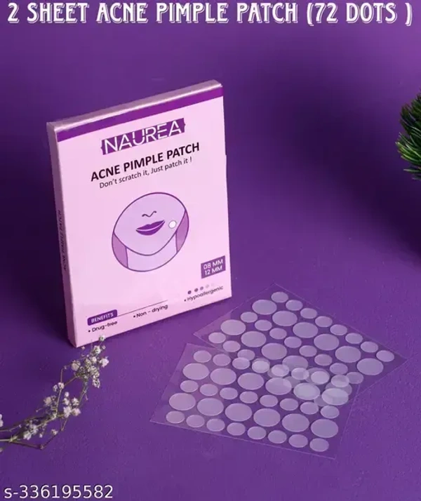 NAUREA Acne Pimple Patch - Invisible Facial Stickers cover with 100% Hydrocolloid, Pimple/Acne Absorbing patch (72 Dots)