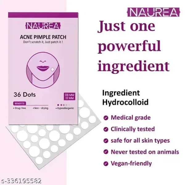NAUREA Acne Pimple Patch - Invisible Facial Stickers cover with 100% Hydrocolloid, Pimple/Acne Absorbing patch (72 Dots)