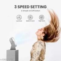 Portronics Portable Rechargeable Fan 360° Rotatable, 3D Curved Blade, Noiseless Design, 3 Speed Modes for Home, Desk, Office, Car & Outdoor(White) - Free Size, White