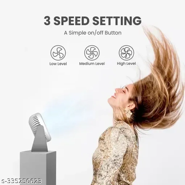 Portronics Portable Rechargeable Fan 360° Rotatable, 3D Curved Blade, Noiseless Design, 3 Speed Modes for Home, Desk, Office, Car & Outdoor(White) - Free Size, White