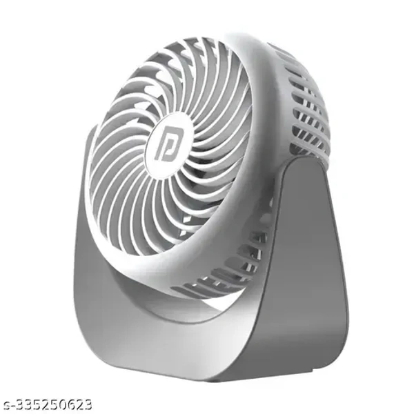 Portronics Portable Rechargeable Fan 360° Rotatable, 3D Curved Blade, Noiseless Design, 3 Speed Modes for Home, Desk, Office, Car & Outdoor(White) - Free Size, White