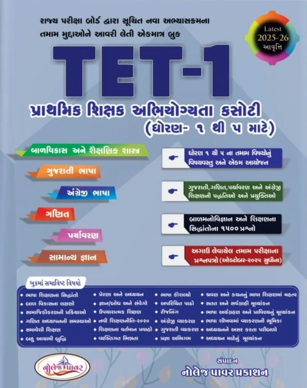 TET-1, Prathmik Shikshan Abhiyogyata kasoti(std-1 to 5)-2025