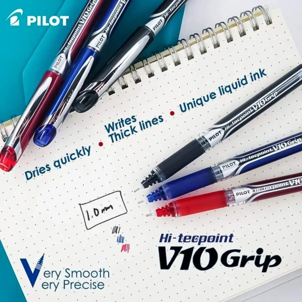 PILOT V-10 ROLLER BALL PEN 1 M.M. POINT (OMR SPECIAL) - BLUE