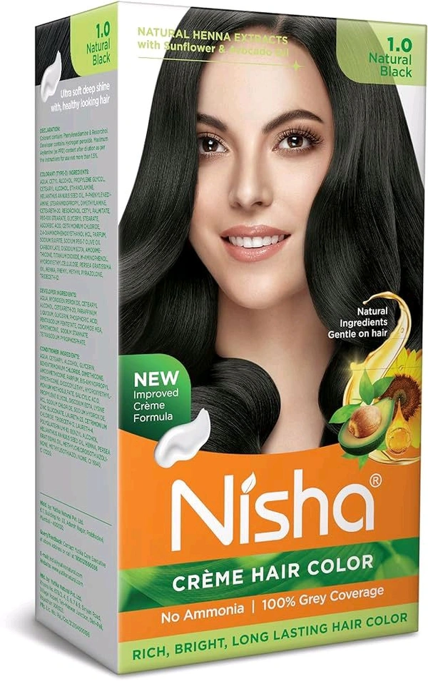 Nisha- Hair Cream Colour (Black) - Black