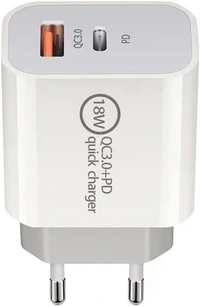 PONTIAC THUNDER23 18W QC USB Wall Charger with Type C Cable - Black