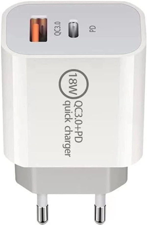 PONTIAC THUNDER23 18W QC USB Wall Charger with Type C Cable - Black