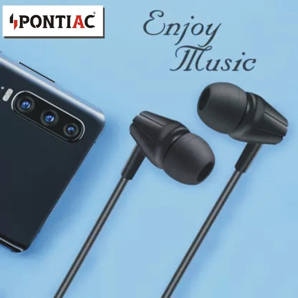 PONTIAC E2 Wired Earphone with Mic 3.5MM Jack - Black