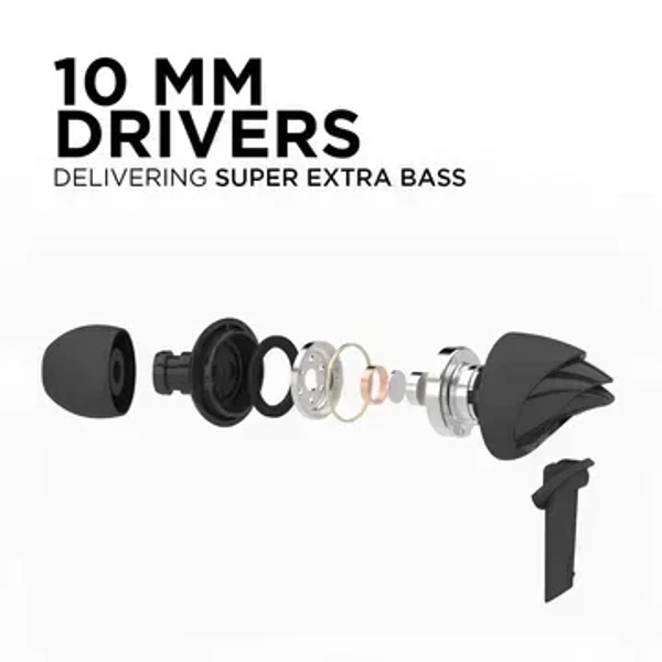 PONTIAC MT-E1 Wired Earphone with Mic 3.5MM Jack - Black