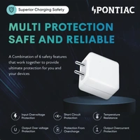 PONTIAC THUNDER65 65W USB Wall Charger with Type C Cable - Black