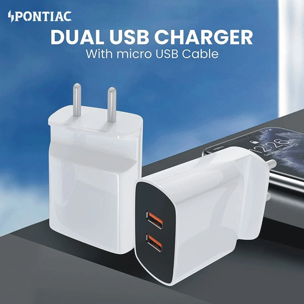 PONTIAC 12W MT-15 USB Wall Charger with Attached Mobile Holder - White