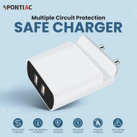 PONTIAC 12W MT-15 USB Wall Charger with Attached Mobile Holder - White