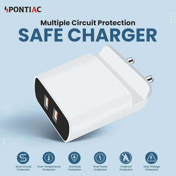 PONTIAC 12W MT-15 USB Wall Charger with Attached Mobile Holder - White