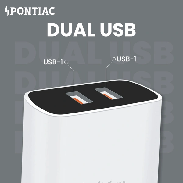 PONTIAC 12W MT-15 USB Wall Charger with Attached Mobile Holder - White