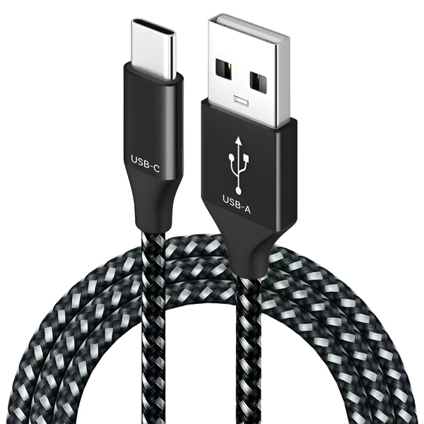 PONTIAC MT-C5 3A Type C USB Data Nylon Braided Cable 1M - 1M, Black