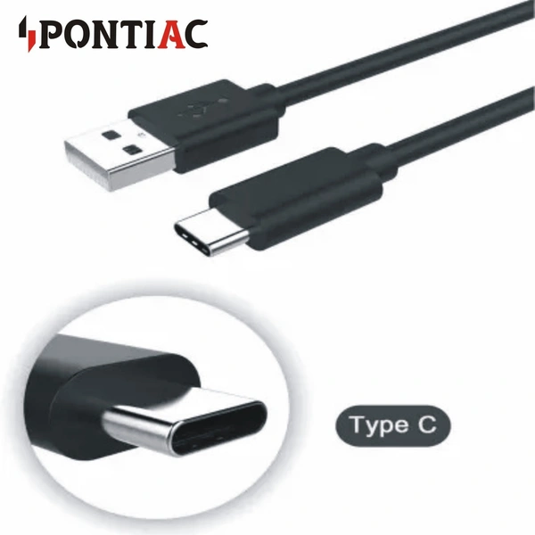 PONTIAC Blaze C2 3A TYPE- C USB CABLE 1M - 1M, Black