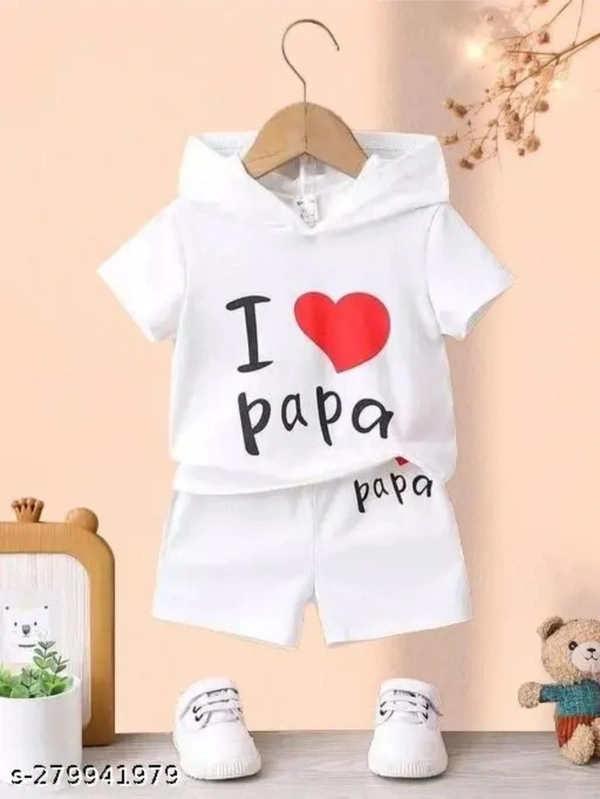 I LOVE PAPA WHITE KIDS CLOTHING SET PACK OF 1....I LOVE PAPA WHITE KIDS CLOTHING SET PACK OF 1 Name: I LOVE PAPA WHITE KIDS CLOTHING SET PACK OF 1 Top Fabric: CottonBottom Fabric: CottonSleeve Length: Short SleevesTop Pattern: PrintedBottom Pattern: SolidNet Quantity (N): SingleAdd-Ons: No Add OnsSizes:6-9 Months, 6-12 Months, 9-12 Months, 12-18 Months, 18-24 Months, 0-1 Years, 1-2 - White, All Size Available Massage ON Ig
