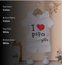 I LOVE PAPA WHITE KIDS CLOTHING SET PACK OF 1....I LOVE PAPA WHITE KIDS CLOTHING SET PACK OF 1 Name: I LOVE PAPA WHITE KIDS CLOTHING SET PACK OF 1 Top Fabric: CottonBottom Fabric: CottonSleeve Length: Short SleevesTop Pattern: PrintedBottom Pattern: SolidNet Quantity (N): SingleAdd-Ons: No Add OnsSizes:6-9 Months, 6-12 Months, 9-12 Months, 12-18 Months, 18-24 Months, 0-1 Years, 1-2 - White, All Size Available Massage ON Ig