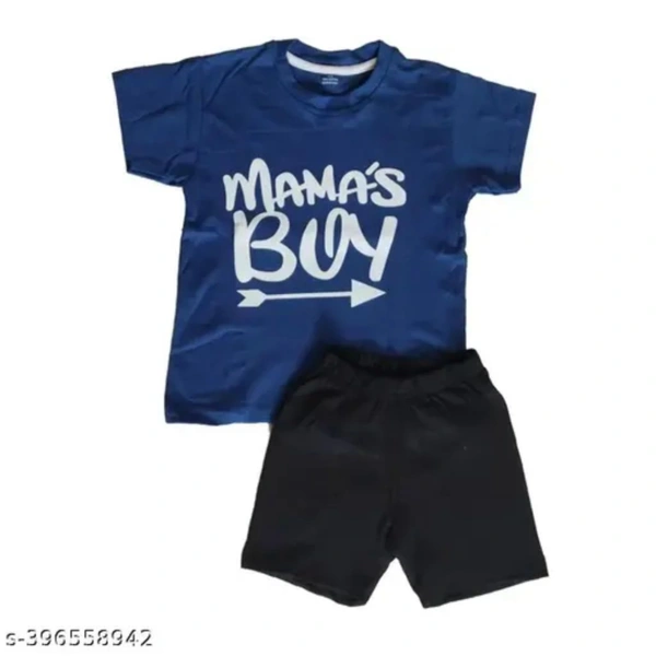 T-shirt Capery Set Modern Trendy Boys Top & Bottom SetsName: Modern Trendy Boys Top & Bottom SetsTop Fabric: CottonBottom Fabric: CottonSleeve Length: Short SleevesTop Pattern: PrintedBottom Pattern: SolidNet Quantity (N): SingleAdd-Ons: No Add OnsSizes:2-3 Years, 3-4 Years, 4-5 Years, 5-6 Years, 6-7 Years, 7-8 Yearsshort sleeve  t-shirt  and short made with soft cotton.  - Royal Blue, All Size Available Massage Insta