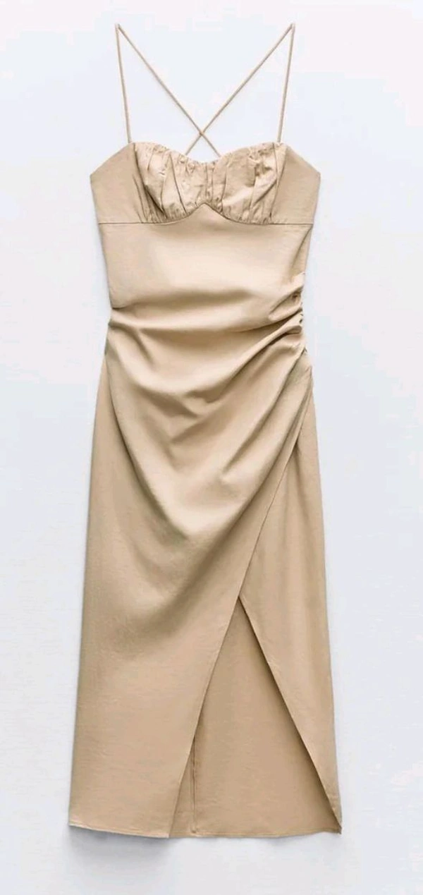 Beige Poplin Dress With Roulex Straps  - Laser, S