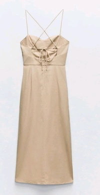 Beige Poplin Dress With Roulex Straps  - Laser, S