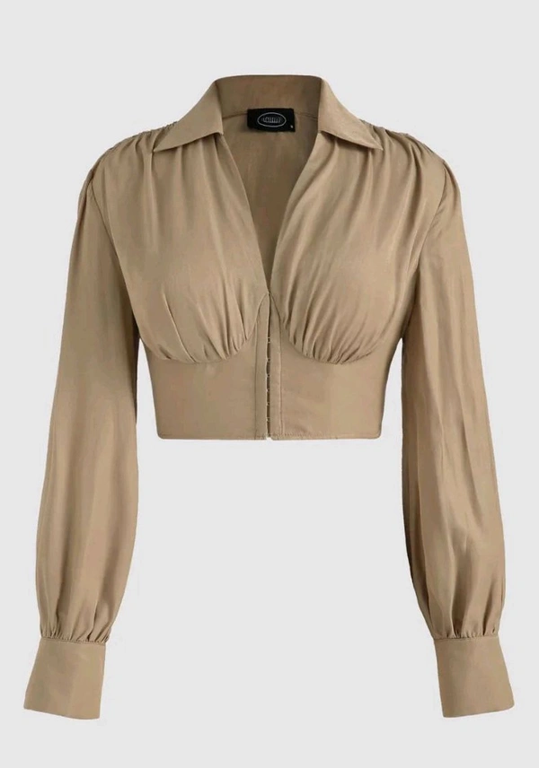 COLLARED CORSET TOP - Buff, Xs
