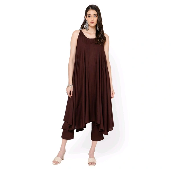 Solid Elegant Brown Kurta Set With Dupatta  - Morocco Brown, L